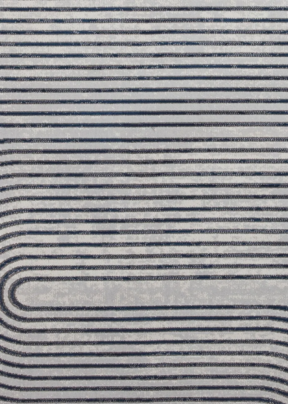 Think Rugs Apollo Grey/Navy Modern Linear Rectangle Rug