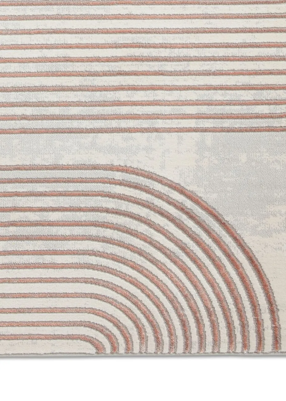 Think Rugs Apollo Grey/Rose Modern Linear Rectangle Rug