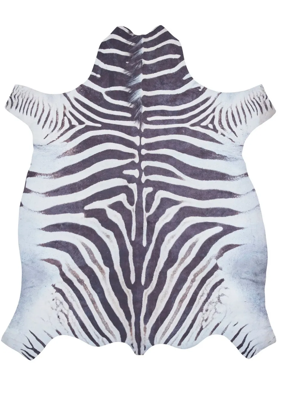 Think Rugs Faux Zebra Print Black/White Rug