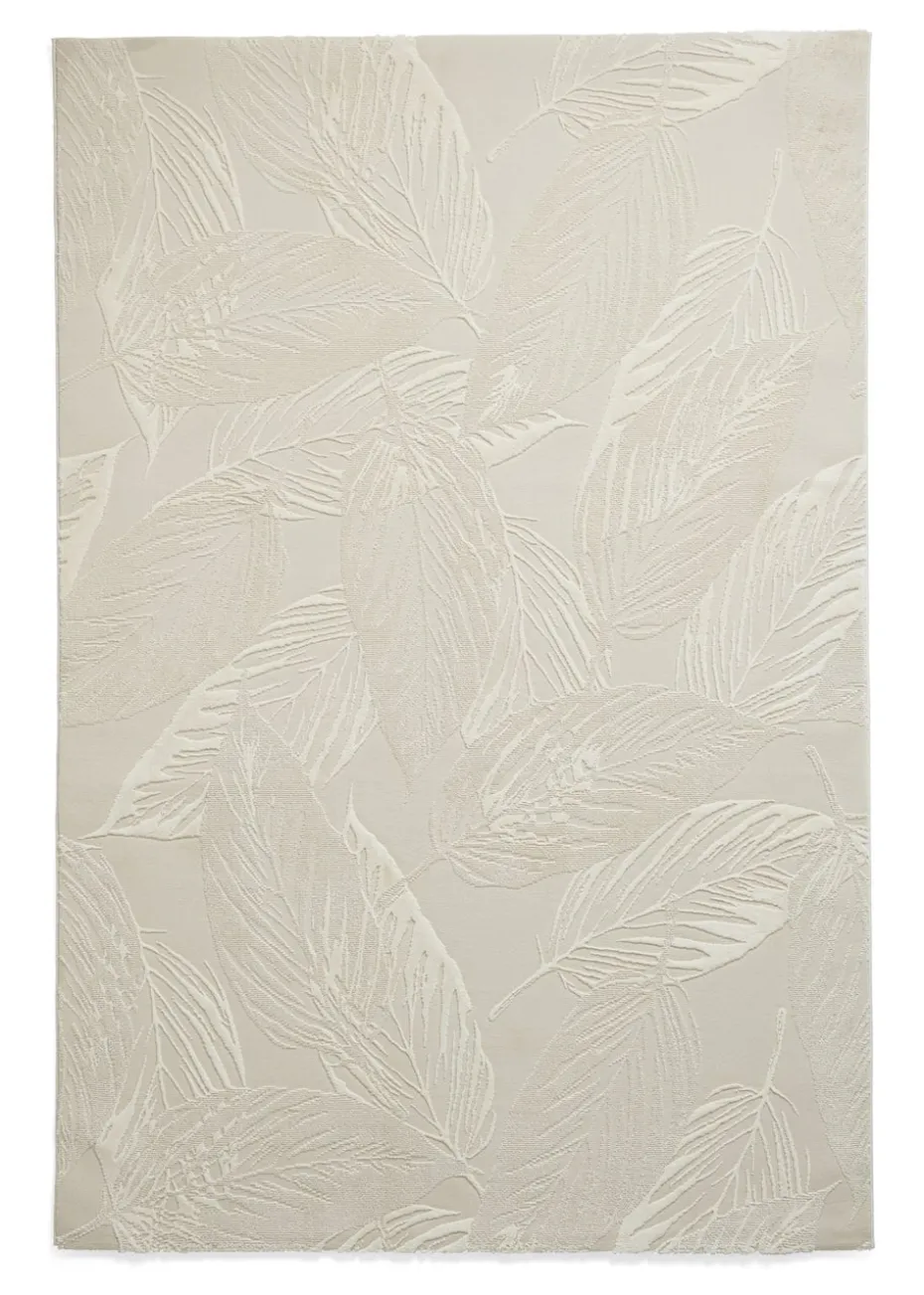 Think Rugs Flores Beige Botanical Washable Rug