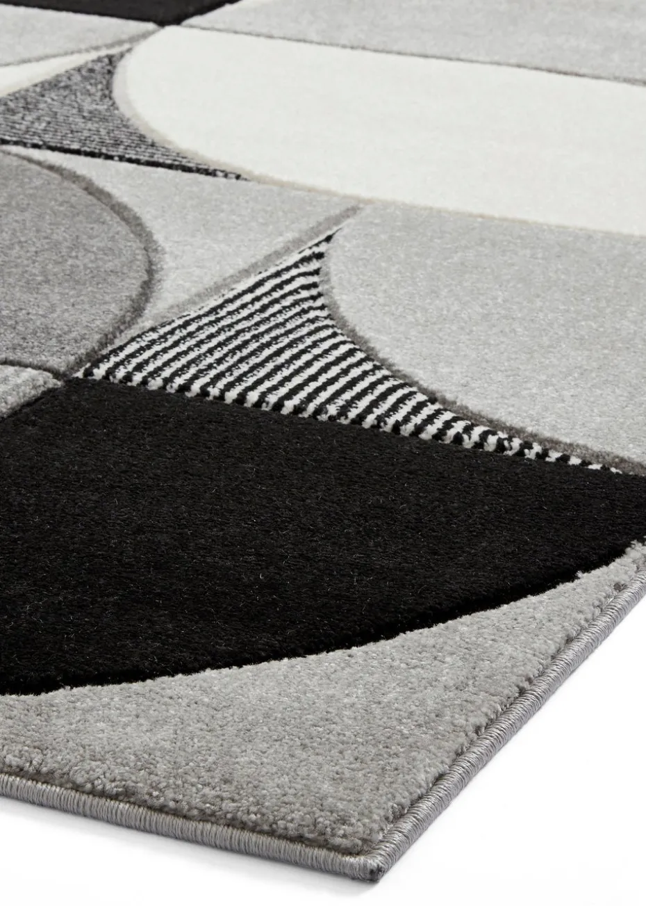 Think Rugs Matrix Grey/ Black Modern Geometric Rug