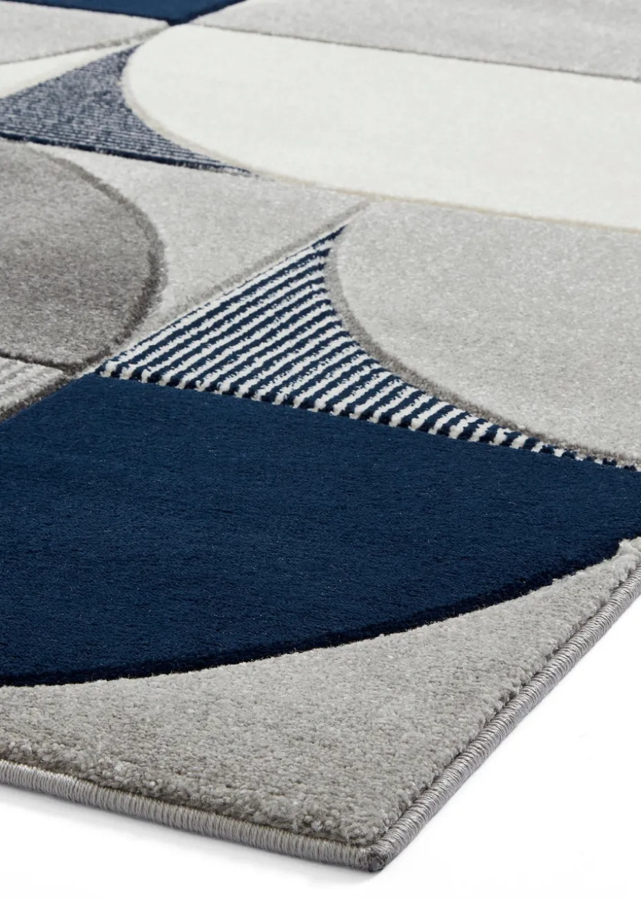 Think Rugs Matrix Navy Modern Geometric Rug
