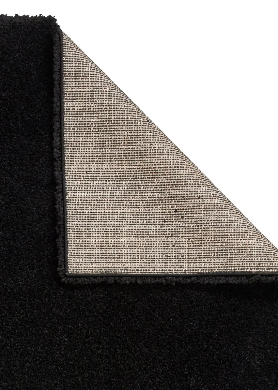 Think Rugs Sierra Black Plain Shaggy Rectangle Rug
