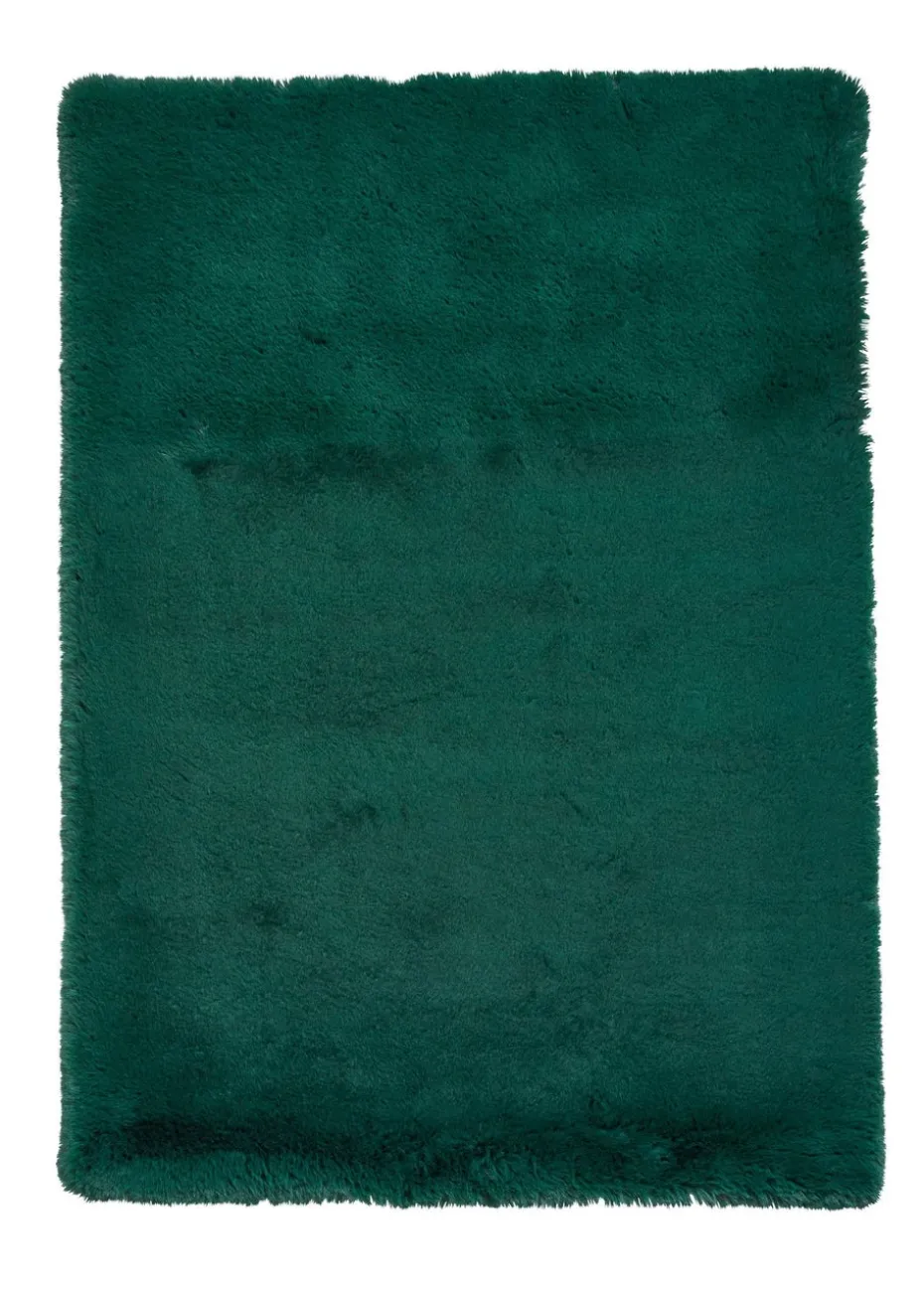 Think Rugs Super Teddy Jewel Green Plain Shaggy Rectangle Rug