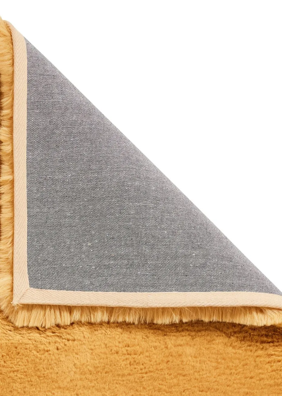 Think Rugs Super Teddy Mustard Plain Shaggy Rectangle Rug