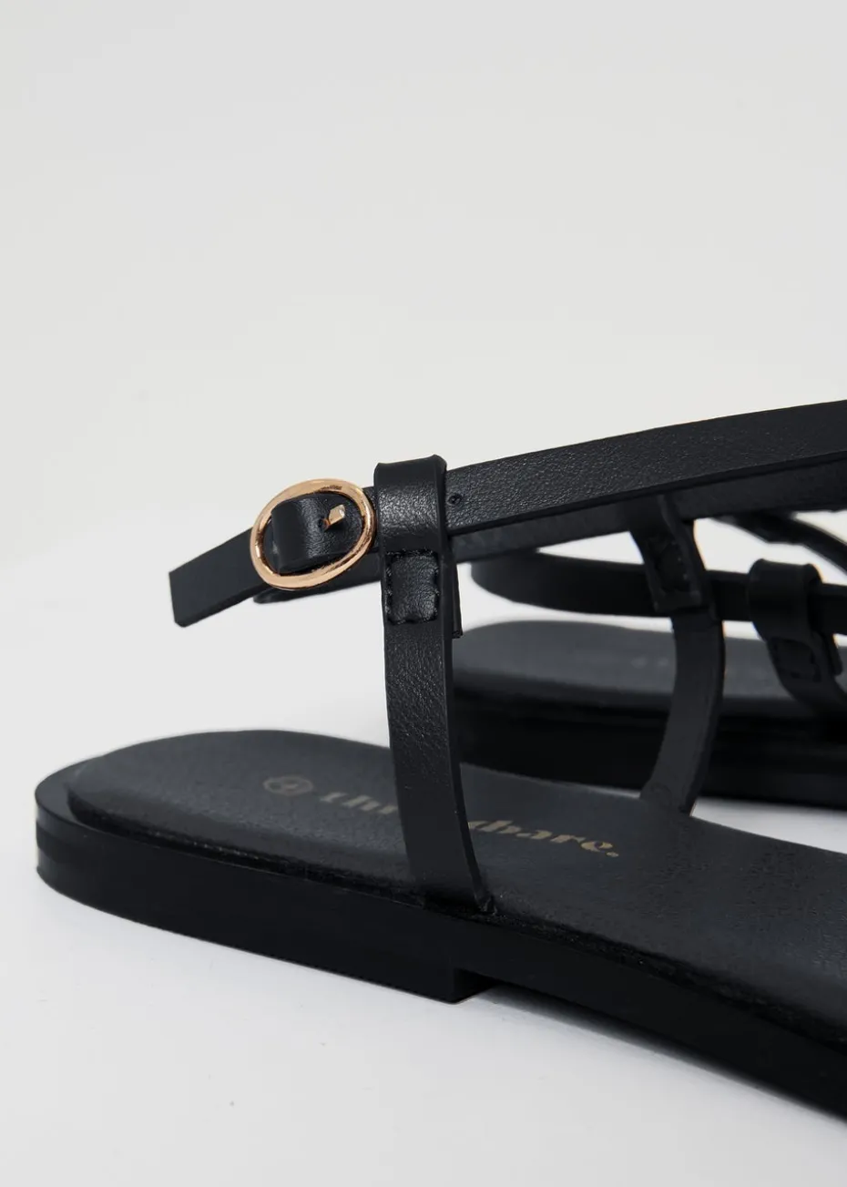 Threadbare Black Back Strap Sandals