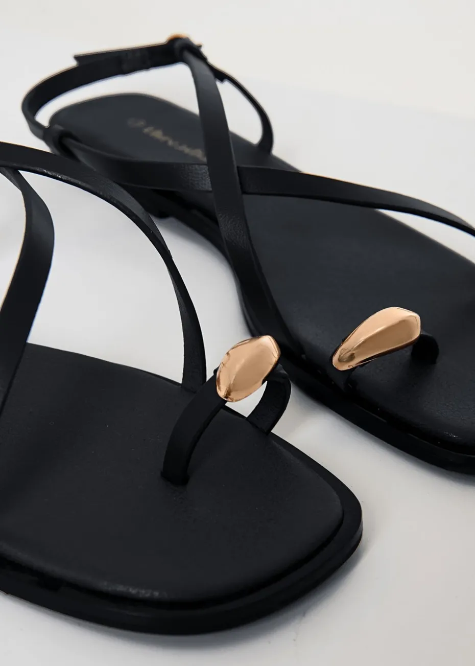 Threadbare Black Back Strap Sandals