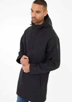 Threadbare Black  Hooded Tie Waist Coat With Stretch