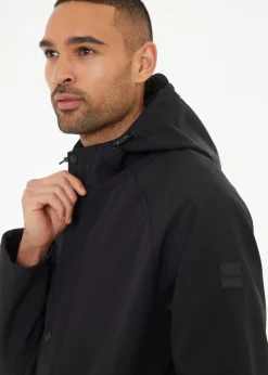 Threadbare Black  Hooded Tie Waist Coat With Stretch