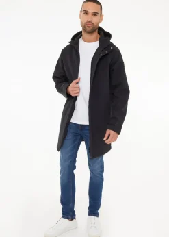 Threadbare Black  Hooded Tie Waist Coat With Stretch