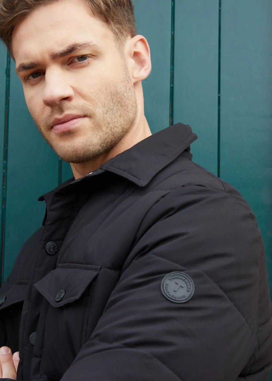 Threadbare Black Lightweight Collared Quilted Jacket