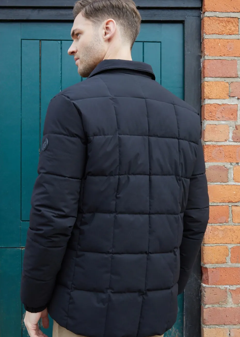 Threadbare Black Lightweight Collared Quilted Jacket