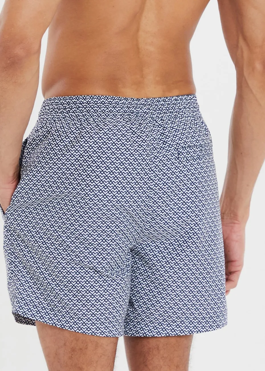 Threadbare Blue Geo Print Swim Shorts