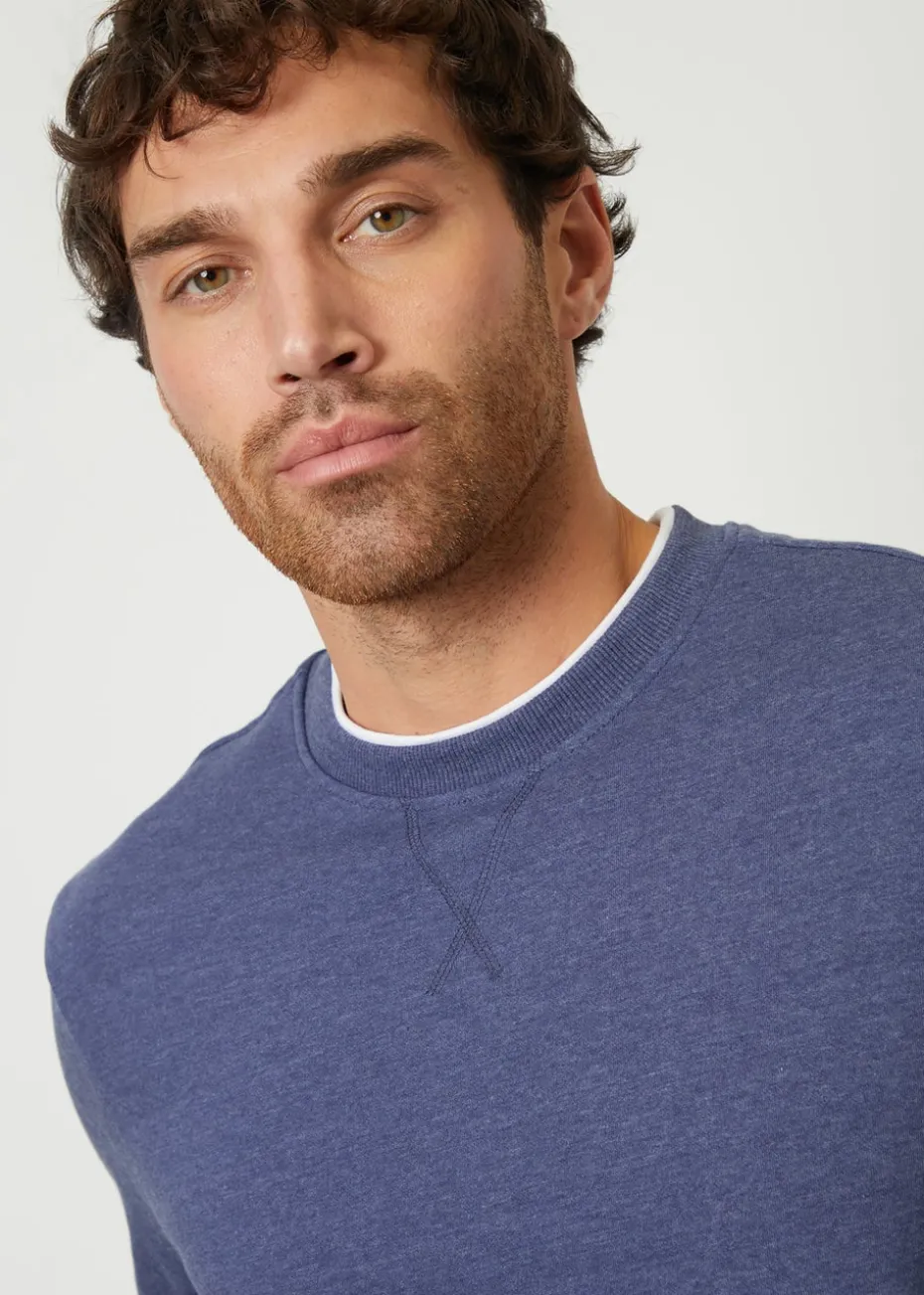 Threadbare Blue Mock T-Shirt Crew Neck Sweatshirt