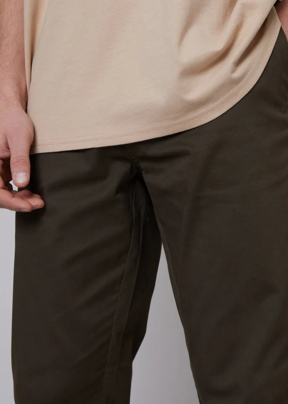 Threadbare Chocolate Cotton Regular Fit Chino Trousers with Stretch