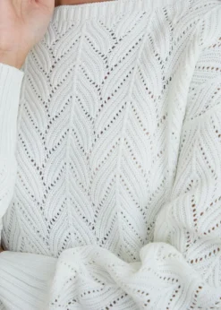 Threadbare Cream Slash Neck Pointelle Knit Jumper