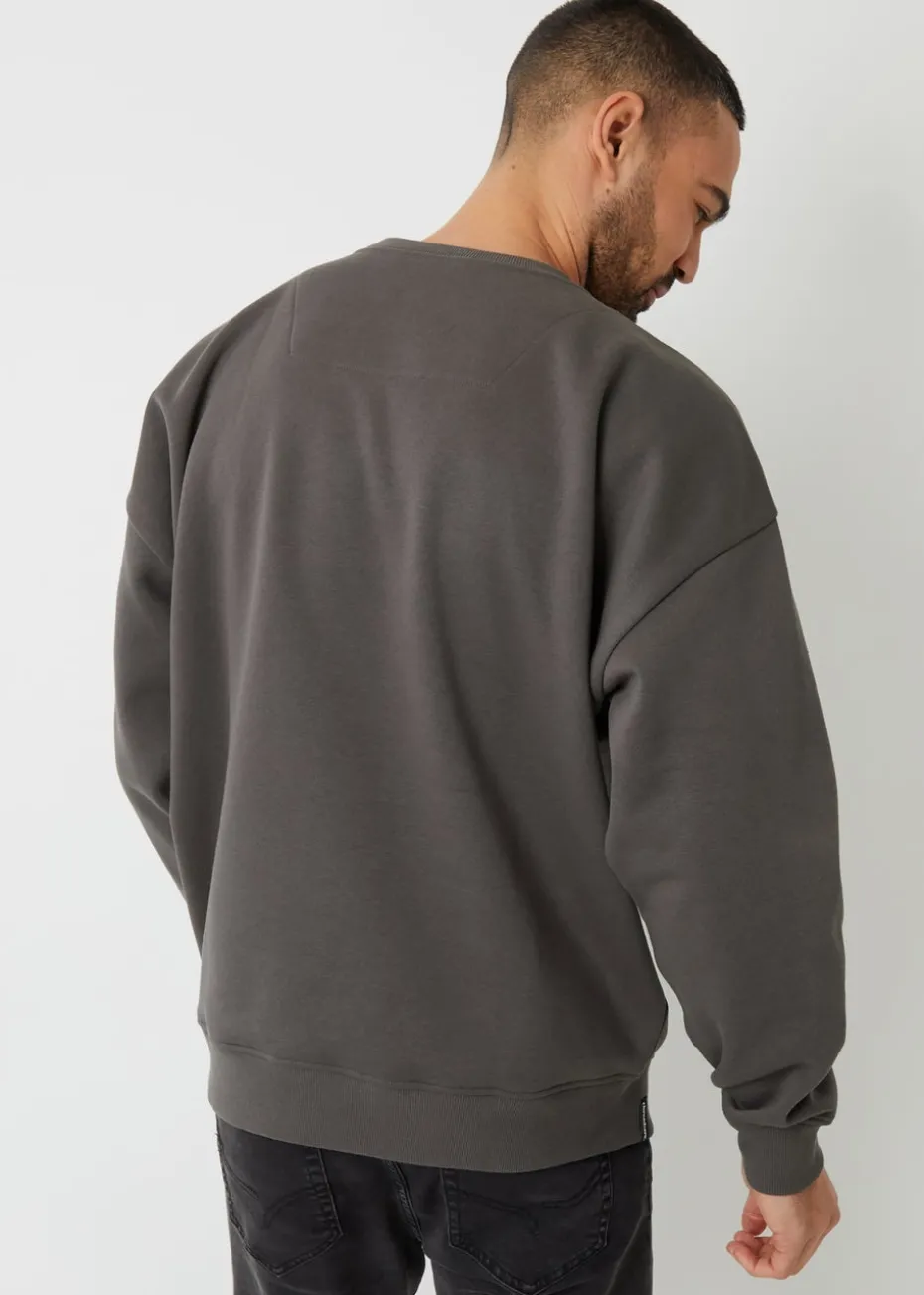 Threadbare Dark Grey Relaxed Fit Crew Neck Sweatshirt