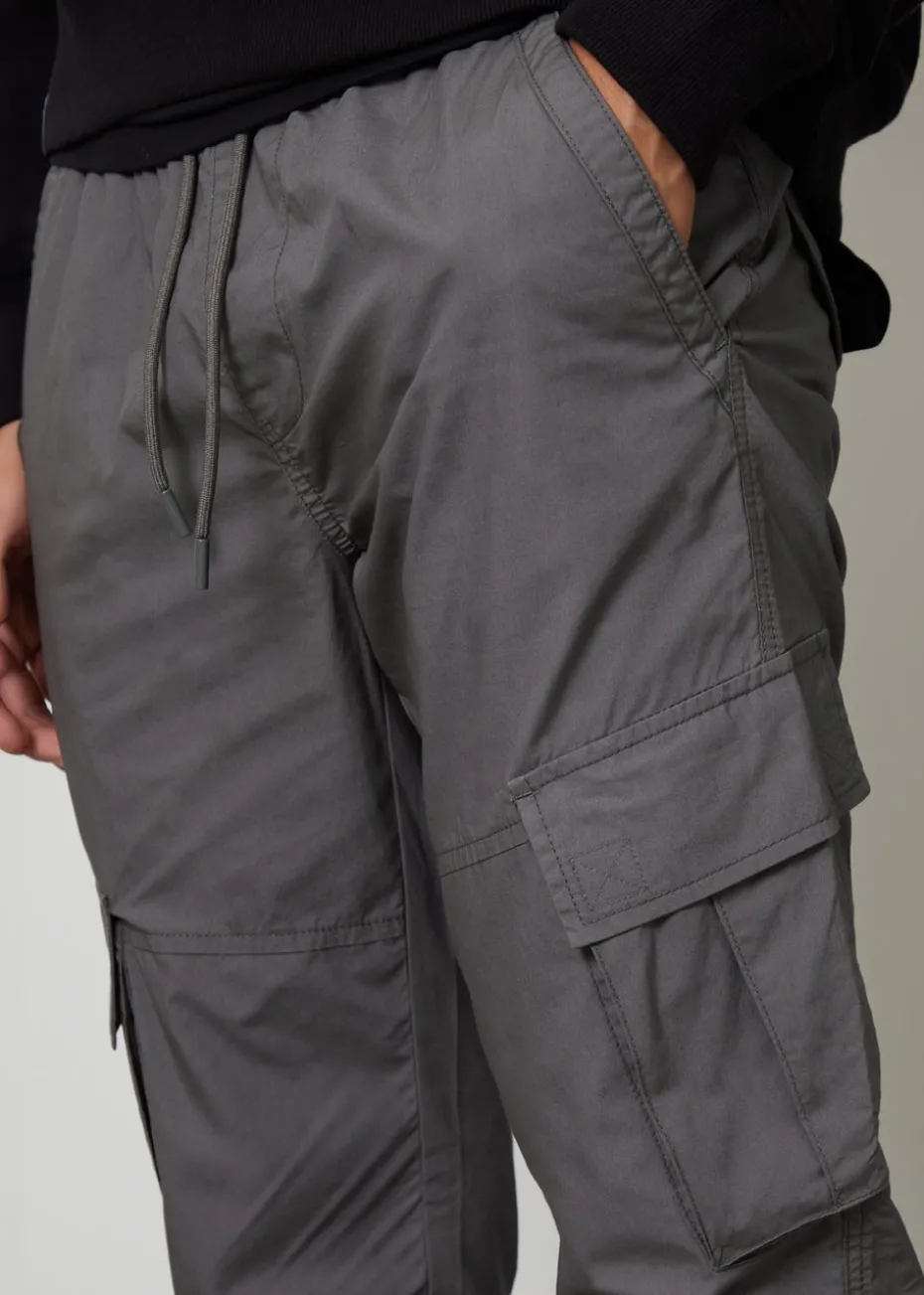 Threadbare Grey Cotton Slim Fit Cuffed Cargo Trousers