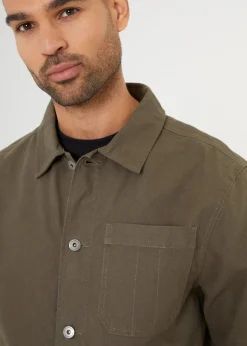 Threadbare Khaki Button Up Lightweight Collared Utility Jacket