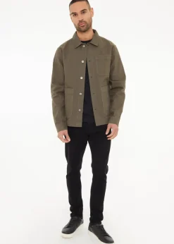 Threadbare Khaki Button Up Lightweight Collared Utility Jacket