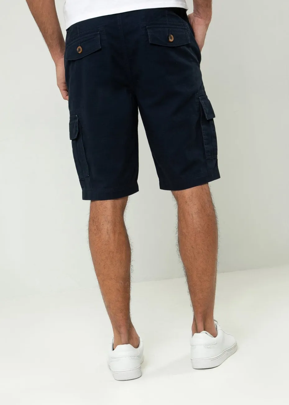 Threadbare Navy Bute Cotton Cargo Shorts