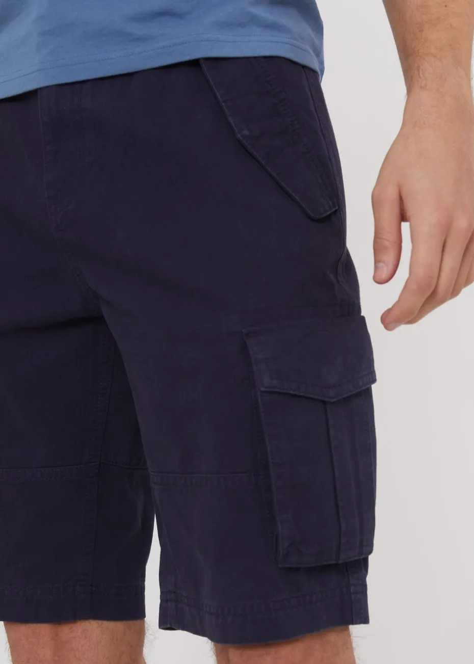 Threadbare Navy Cotton Twill Utility Cargo Shorts