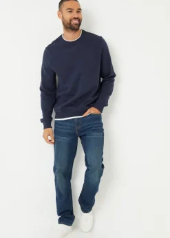 Threadbare Navy Mock T-Shirt Crew Neck Sweatshirt