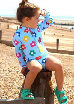Toby Tiger Multi Colour Flower Print Kids Sleeved Swimsuit (2 years - 8 years)