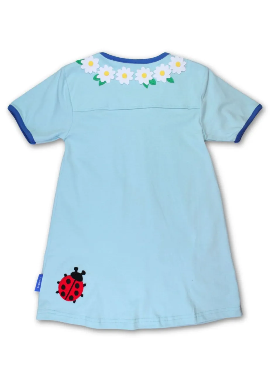 Toby Tiger Organic Blue Garden Applique T-Shirt Dress (6 months - 6 years)
