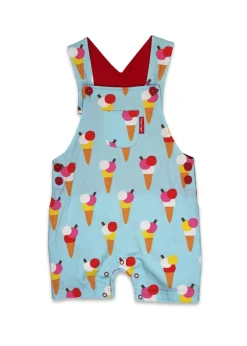 Toby Tiger Organic Blue Ice Cream Print Dungaree Shorts (3 Â months - 4 years)