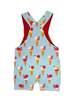 Toby Tiger Organic Blue Ice Cream Print Dungaree Shorts (3  months - 4 years)