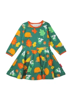 Toby Tiger Organic Green Autumn Print Skater Dress (12 months - 8 years)