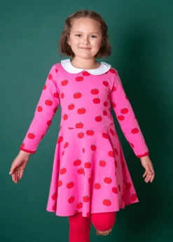 Toby Tiger Organic Pink Apple Print Long-Sleeved Skater Dress (12 months - 8 years)