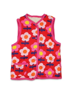 Toby Tiger Organic Pink Flower Print Reversible Gilet (12 Â months - 8 years)