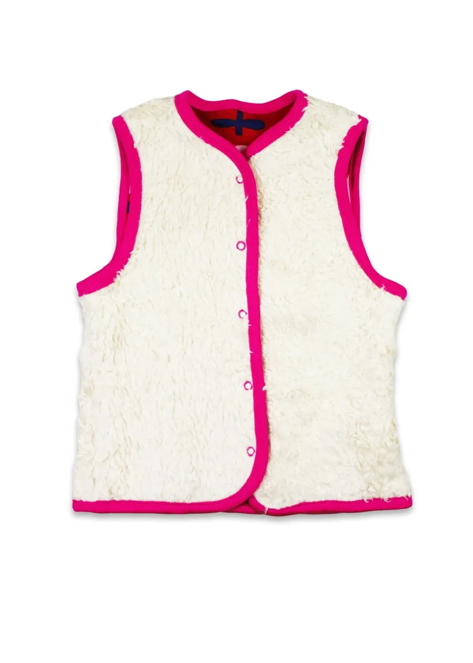 Toby Tiger Organic Pink Flower Print Reversible Gilet (12 months - 8 years)
