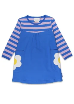Toby Tiger Organic Purple Blue Daisy Applique Long-Sleeved Dress (12 Â months - 6 years)