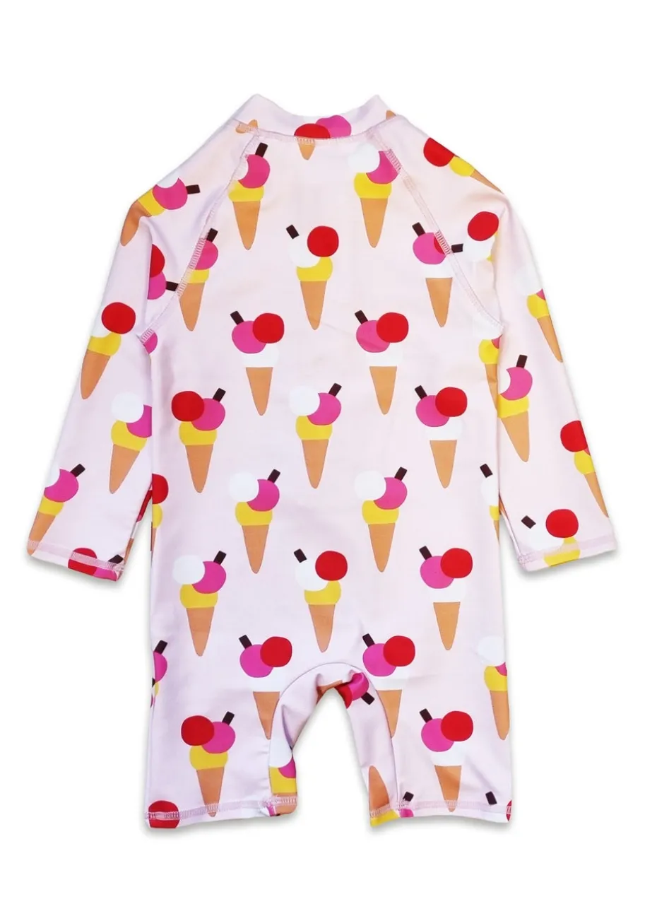 Toby Tiger Pink Ice Cream Print Baby Swimsuit (3 months - 24 months)