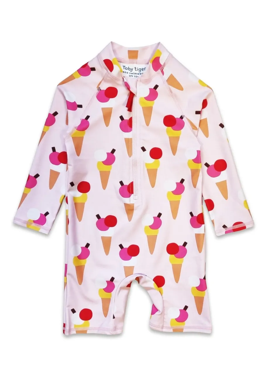 Toby Tiger Pink Ice Cream Print Baby Swimsuit (3 months - 24 months)