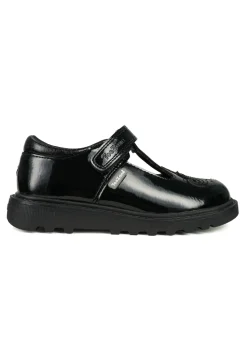 ToeZone Black Ellie Patent Coated Leather Rip Tape Unicorn School Shoe (Younger 8- Older 3)