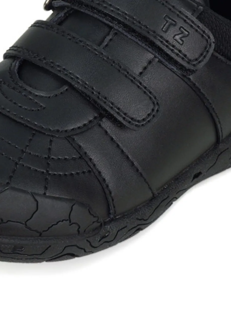 ToeZone Boys Black Dex Vegan Dinosaur School Shoe (Younger 8- Older 2)