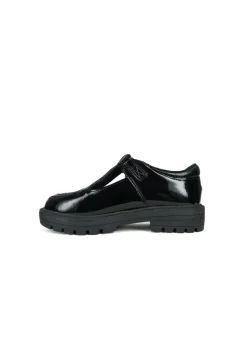 ToeZone Girls Black Luna Patent Unicorn Buckle School Shoe