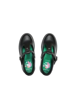 ToeZone Girls Black Mila Vegan Star Buckle School Shoe