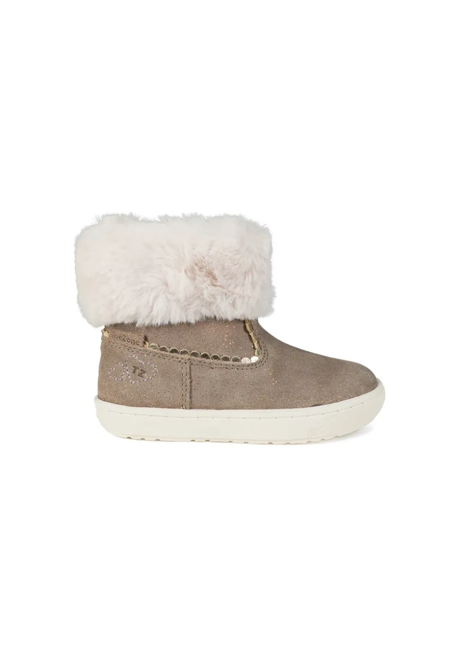 ToeZone Girls Brown Faith Suede Fur Boot (Younger 4 - Younger 10)