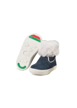 ToeZone Girls Navy Freya Shimmer Fur Boot (Younger 4 - Younger 10)