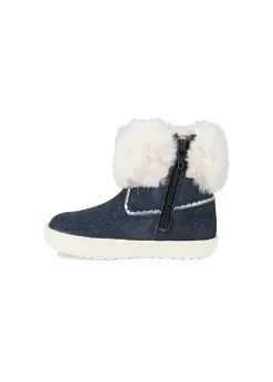 ToeZone Girls Navy Freya Shimmer Fur Boot (Younger 4 - Younger 10)