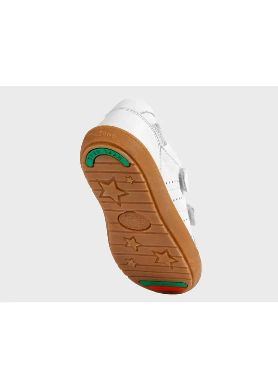 ToeZone Girls White Ariel Suede Rip Tape Trainers