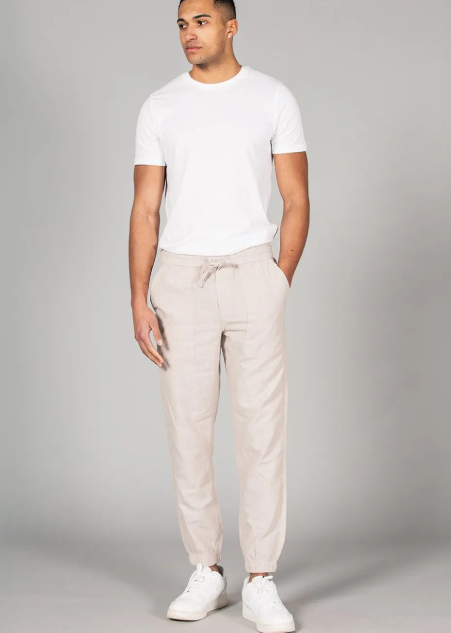 Tokyo Laundry Beige Linen Blend Classic Fit Trousers