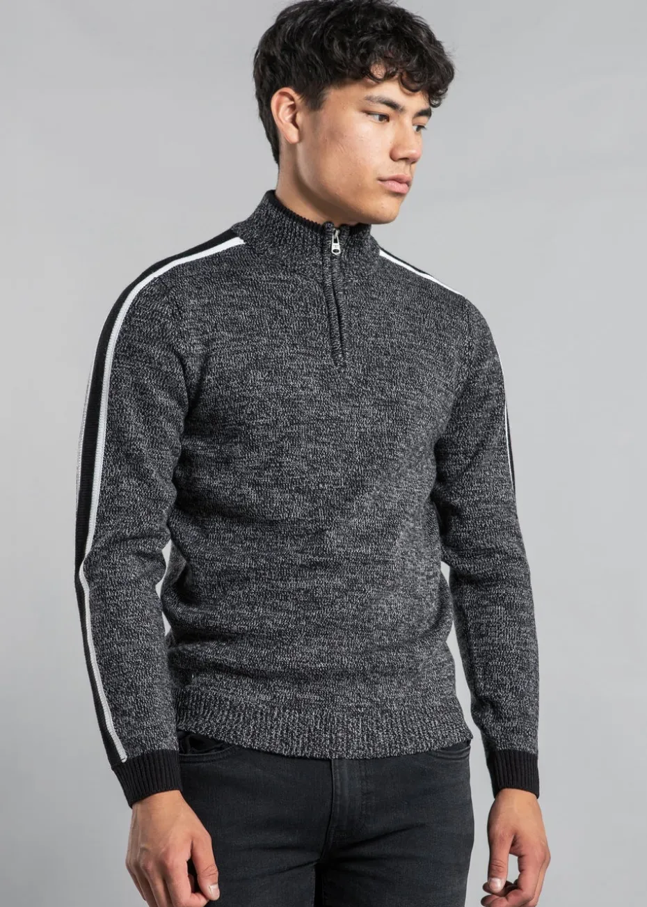 Tokyo Laundry Black Funnel Neck Jumper with Contrast Sleeve