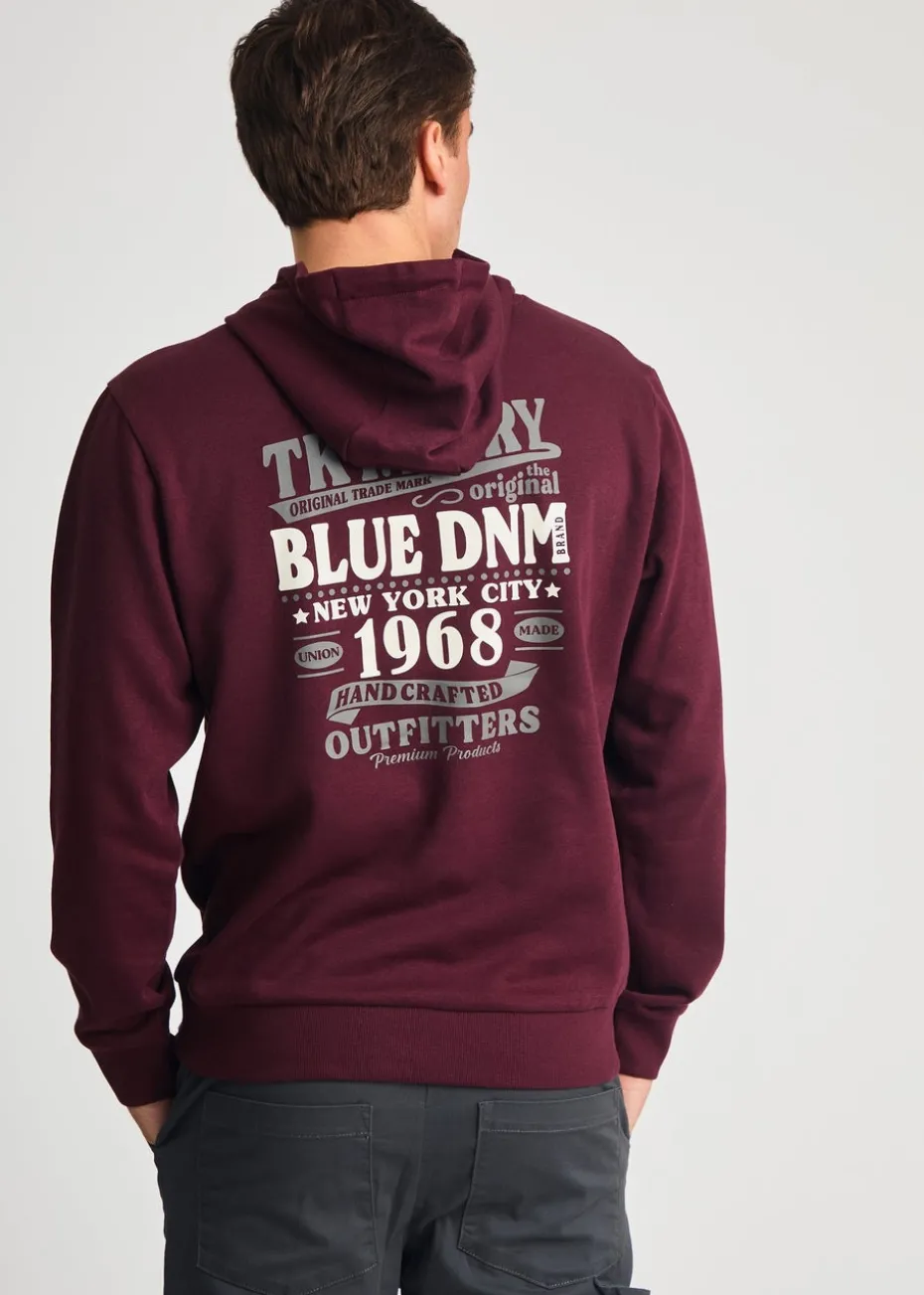 Tokyo Laundry Burgundy Printed Hoody With Drawcord