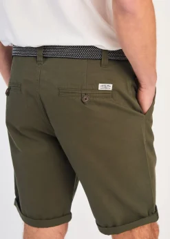 Tokyo Laundry Green Cotton Belted Chino Shorts
